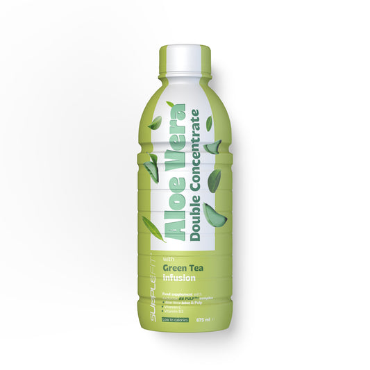 ALOE VERA jus et pulpe (doublement concentrée) avec Thé Vert - 675 ml (INTB062)